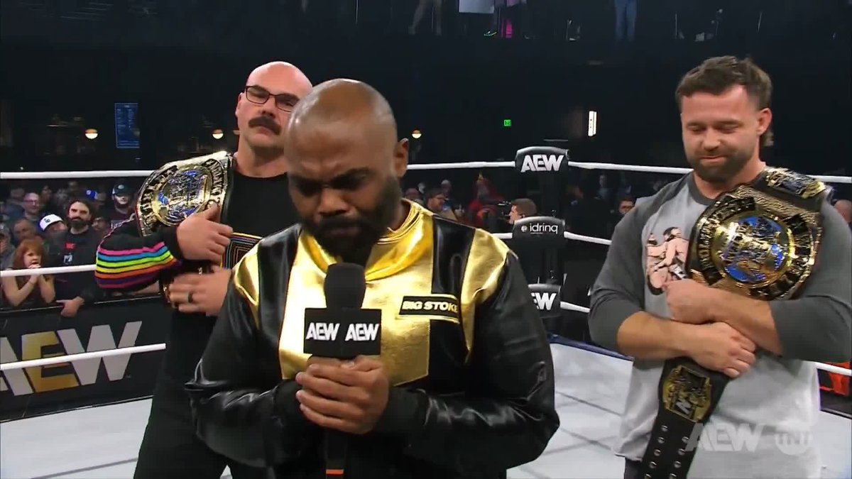 Before Big Stoke can get too emotional, here comes the Bang Bang Gang! Watch #AEWCollision on TNT &amp; HBO Max