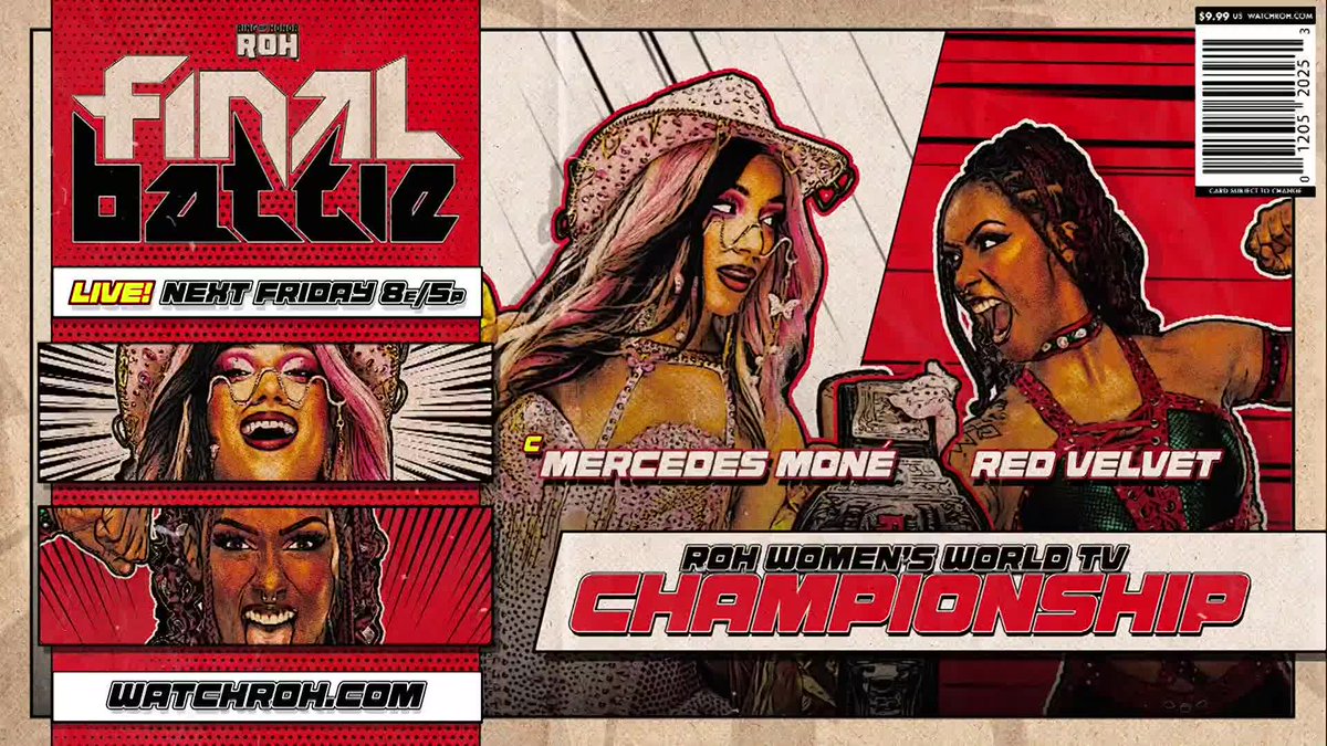 .Red Velvet wants another shot at Último Moné for the #ROH Women’s World TV Championship at #ROHFinalBattle! Watch #AEWCollision on TNT & HBO Max