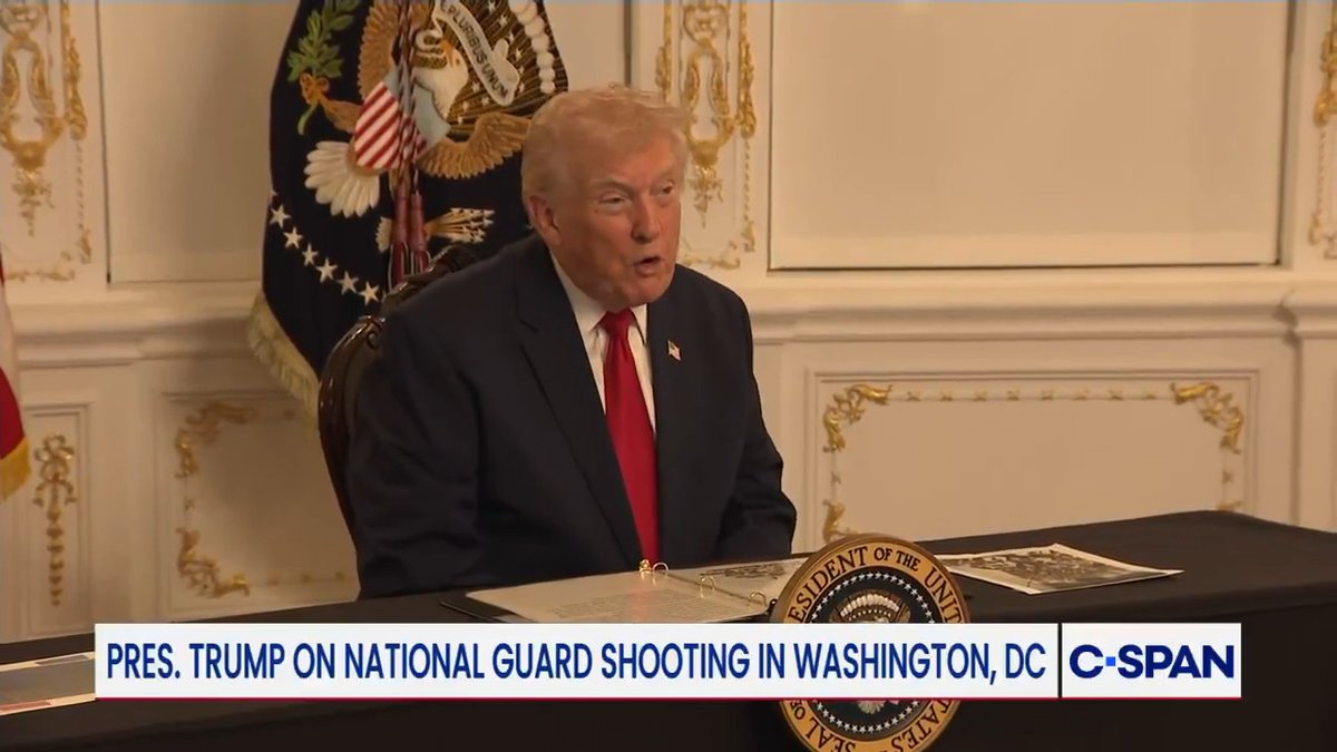 Trump on the death of Army National Guard member Sarah Beckstrom: "She's just passed away. She's no longer with us. She's looking down on us right now. Her parents are with her. It's just happened. She was savagely attacked. She's dead."