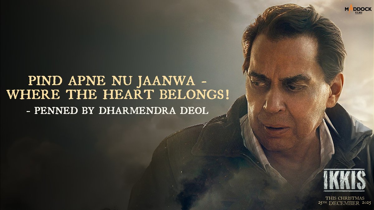 "Aj bhi ji karda hai, pind apne nu jaanwa.” Dharam Ji was a true son of the soil, and his words carry the essence of that soil. ❤️ This poem by him is a yearning; a tribute from one legend to another. Thank you for gifting us this timeless verse.🙏 #Ikkis in cinemas worldwide on 25th December 2025.