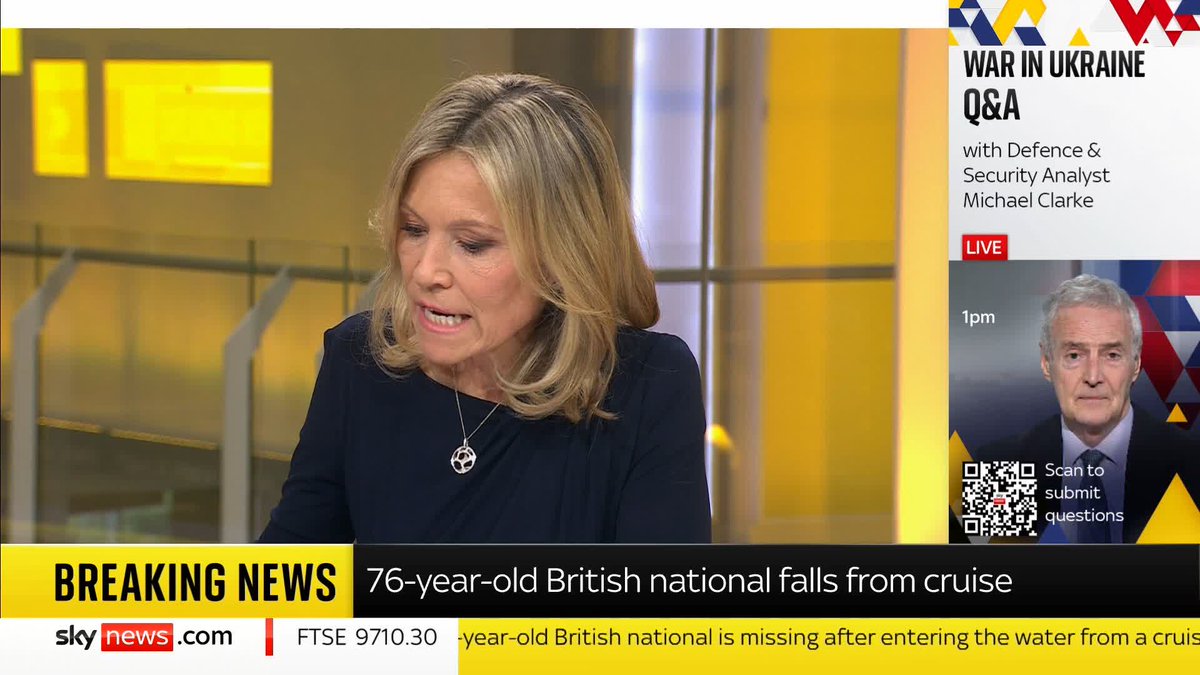 BREAKING: 76-year-old British national missing after falling from cruise ship off Tenerife coast 📺 Sky 501, Virgin 602, Freeview 233 and YouTube