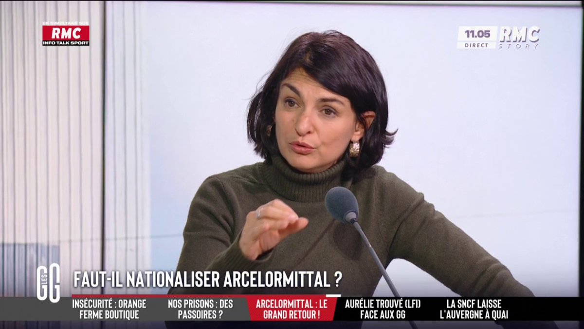 🚨 Faut-il nationaliser ArcelorMittal ? 🎙️ Aurélie Trouvé : "C'est la dernière solution possible pour sauver 15.000 emplois. Ça coûte 3 milliards d'euros. Mais ça évite le coût social de 80.000 emplois." #GGRMC