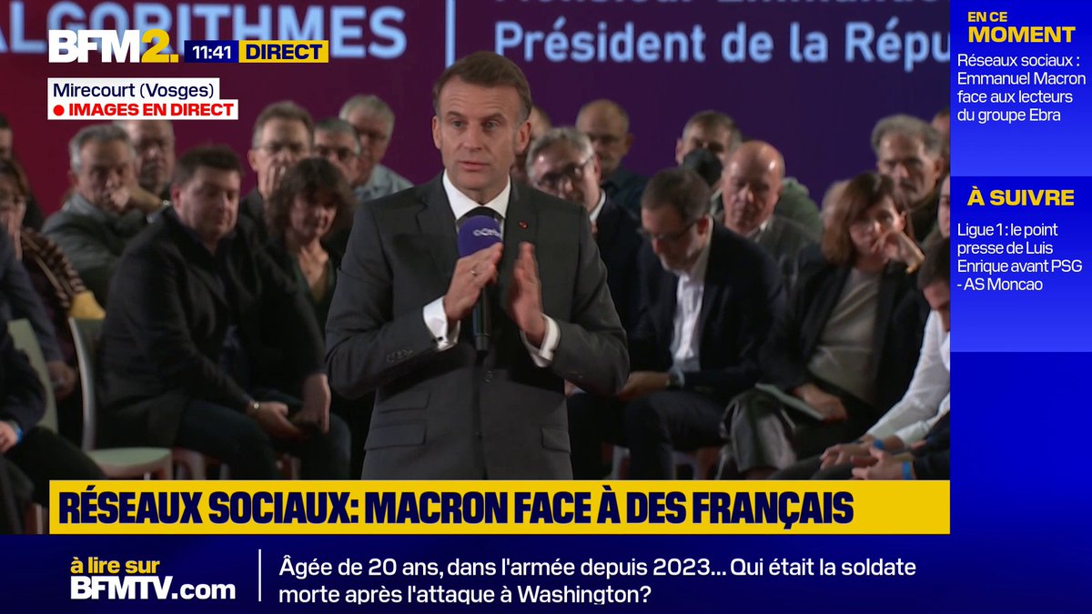 Faux comptes : "On doit s'assurer que les réseaux sociaux vérifient qu'il y a bien quelqu'un derrière chaque compte. C'est un combat qu'on va devoir mener au niveau européen", assure Emmanuel Macron #BFM2