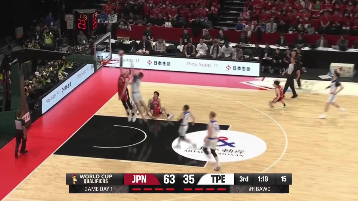 これぞ日本🇯🇵 富永啓生、馬場雄大がつなぎ ホーキンソンがダンクで仕留める✋ 🏆FIBAワールドカップ2027 アジア予選🏀 📺#DAZN でライブ配信中 🆚日本×チャイニーズ・タイペイ #AkatsukiJapan #FIBAWC #StepItU バスケットボール日本代表