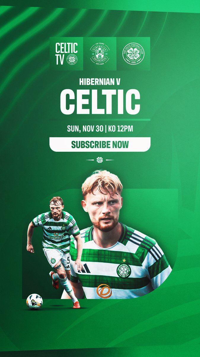 🔥 Back to business in the capital! After a huge win in Rotterdam, the Bhoys head to Easter Road on Sunday and you can follow every moment on Celtic TV. 📺 Live from 11:45am (Ex UK/IRE) 🎥 Highlight &amp; build-up 💚 Green Friday: 20% off annual subs! Celtic Football Club🍀 | #HIBCEL