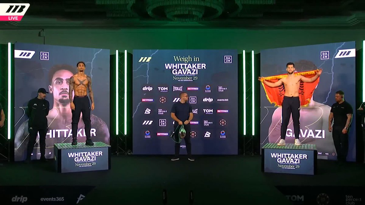MAIN EVENT🍿 Ben Whittaker and Benjamin Gavazi make weight and face off for the final time! 🔰 WBC Silver Light Heavyweight Title #WhittakerGavazi live on DAZN tomorrow!
