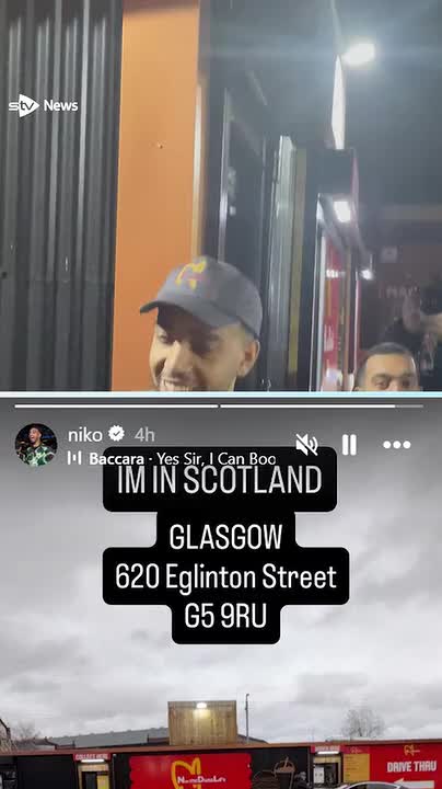 Niko Omilana opens drive-thru opposite Glasgow McDonald’s