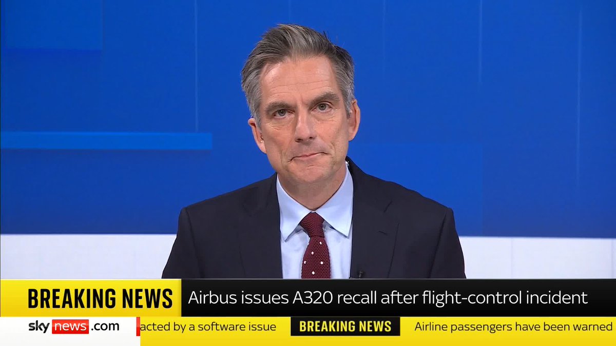 BREAKING: Software issue impacts thousands of Airbus planes 📺 Sky 501 and YouTube