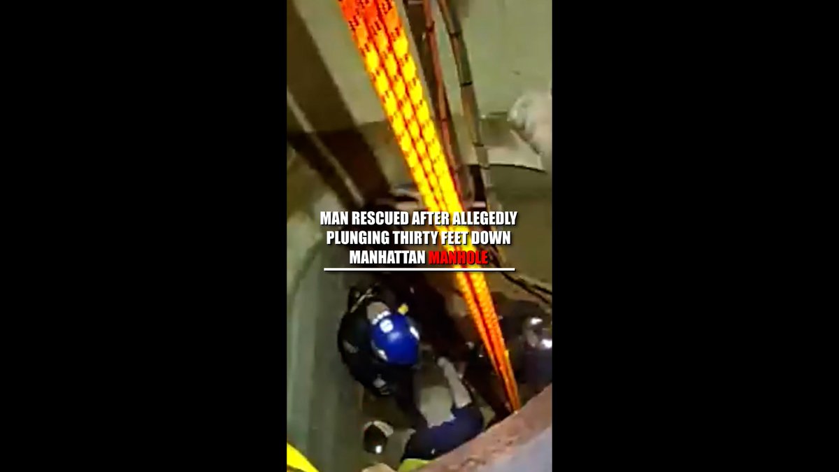 MANHOLE MIRACLE: NYPD Emergency Service Unit and FDNY crews worked together to rescue a construction worker who fell through a manhole cover and secure him for medical care.