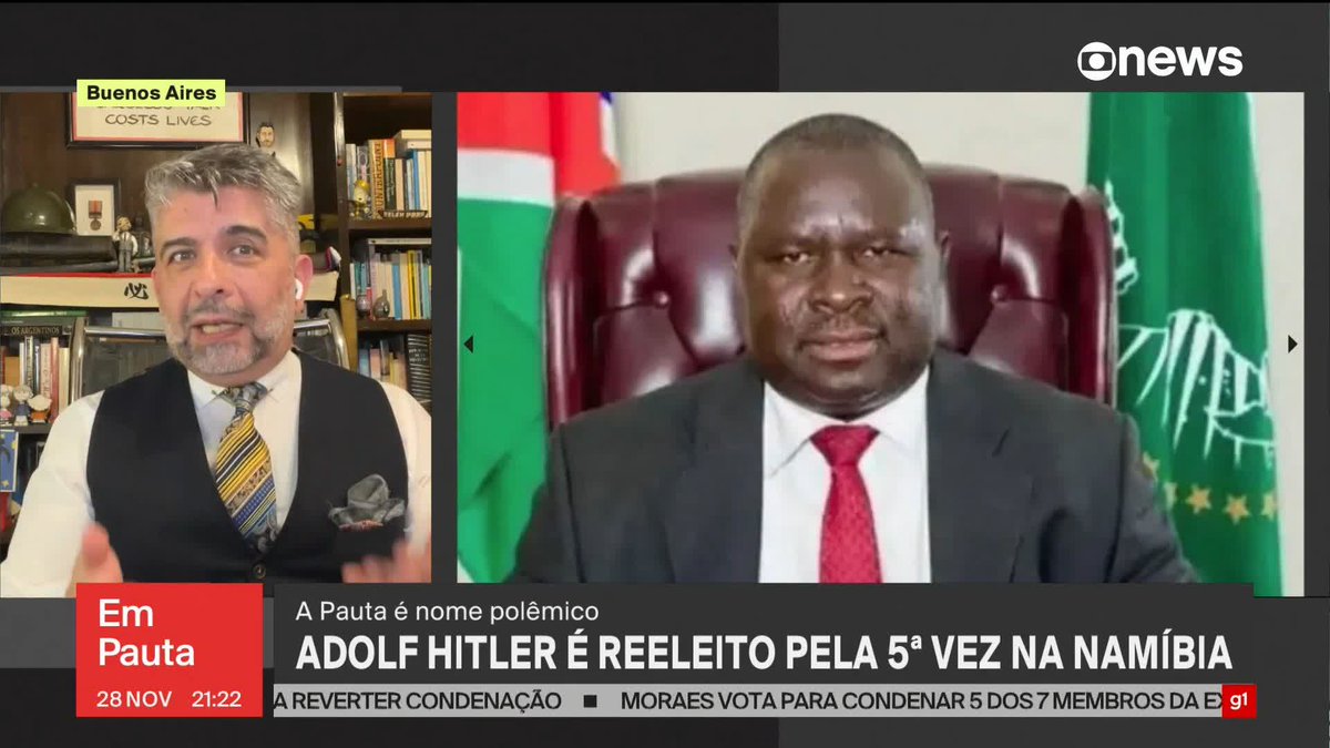 Adolf Hitler é reeleito pela 5ª vez na Namíbia. ➡️ Assista ao #EmPauta: #GloboNews