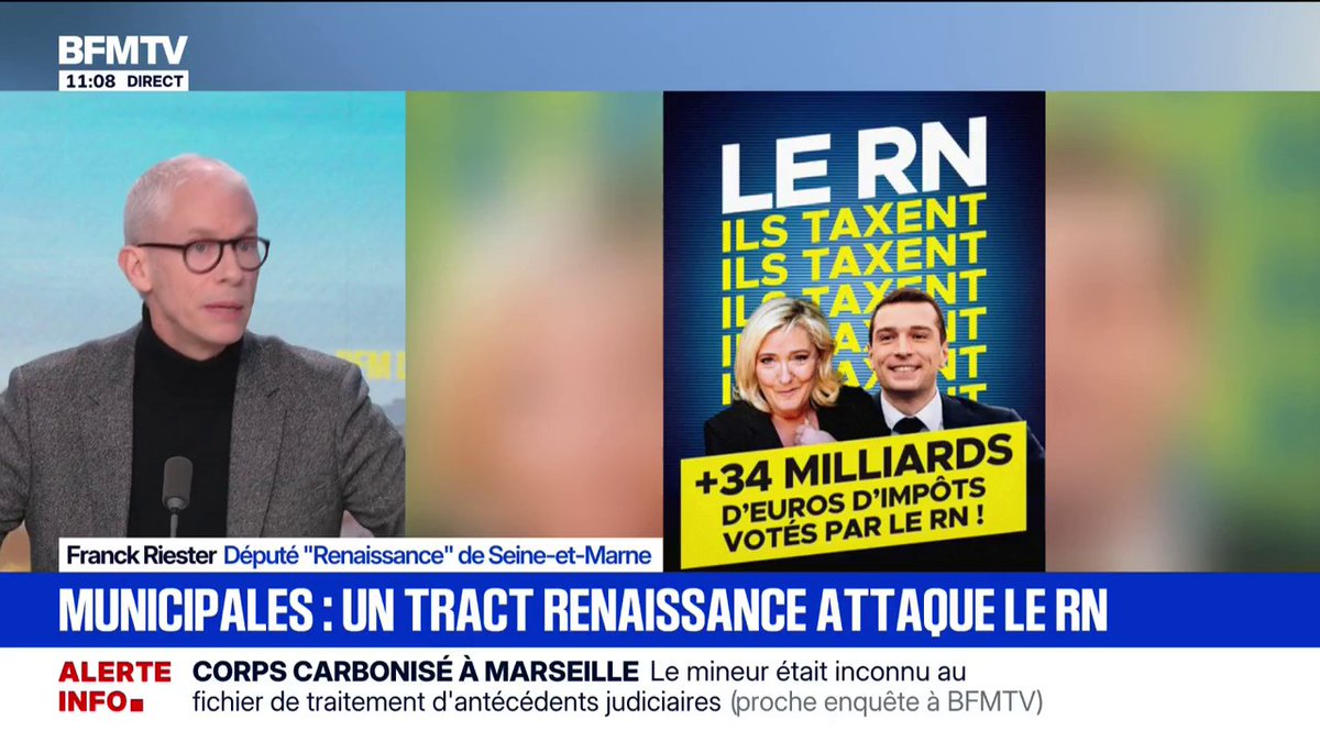 đŽđ«đ· ALERTE INFO | Renaissance acte sa propagande sur le RN et les taxes. Ă quand des tracts sur le vrai bilan d'Emmanuel Macron et de tous ces gens qui ont dĂ©truit le pays ? 1000 milliards de dette, ça ne tombe pas du ciel.