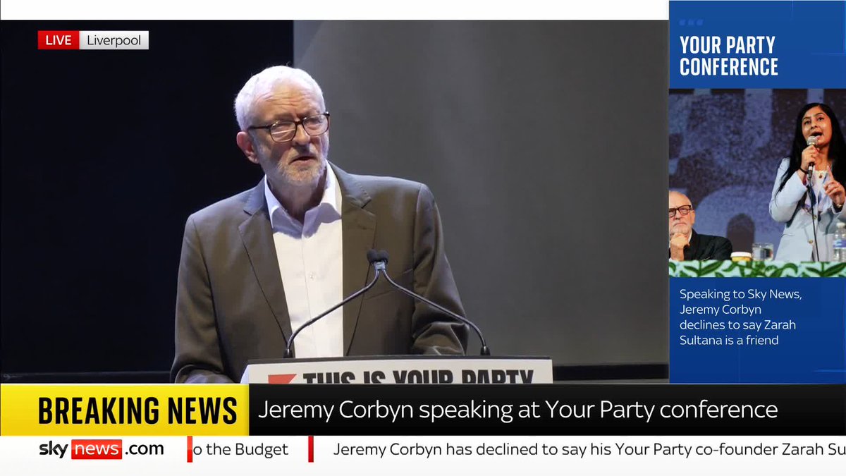 "Reform UK are no friends of the working class." Jeremy Corbyn hits out at Nigel Farage's Reform UK and the government's approach to them at the inaugural Your Party conference in Liverpool. 📺 Sky 501, Virgin 602, Freeview 233 and YouTube