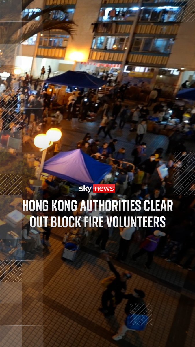 Volunteers had gathered with donations and supplies for those affected by the fatal block fire in Hong Kong, but in less than 24 hours, authorities had almost completely cleared the square. Sky's Helen-Ann Smith reports. 🔗