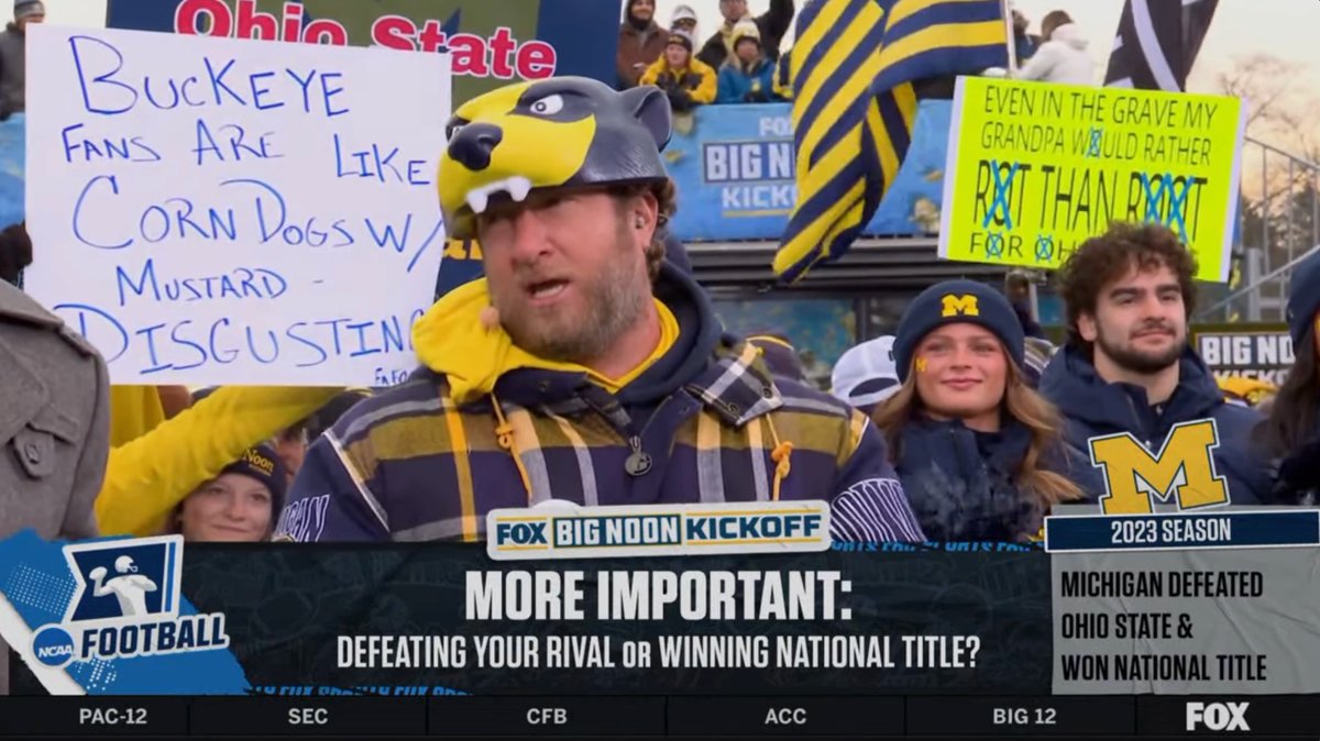 Ohio State fans can say whatever they want. Deep down they know winning a national title when you don’t beat Michigan means nothing Big Noon Kickoff