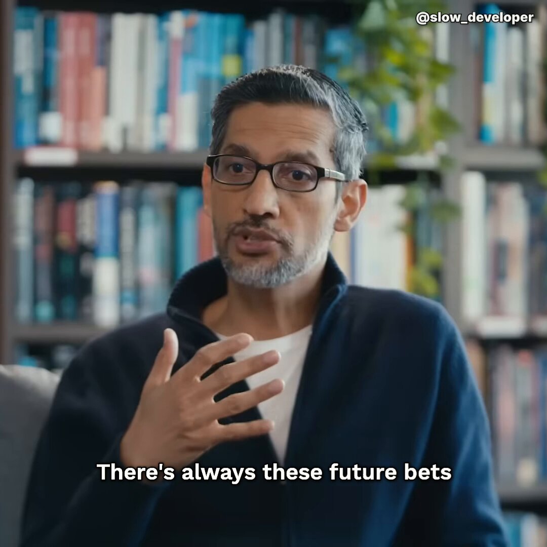 Sundar Pichai says, In 5 years, quantum computing will generate the same breathless excitement we see in AI today To meet future compute demands, "Project Suncatcher" is a moonshot to build data centers in space "so by 2027, hopefully we'll have some TPU somewhere in space"