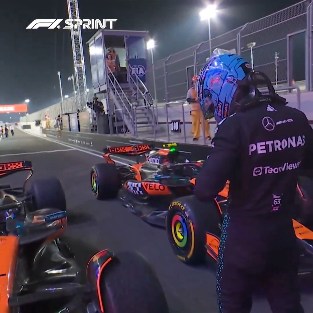 Inspector Russell doing the rounds in parc ferme 🕵️‍♂️ #F1Sprint #QatarGP