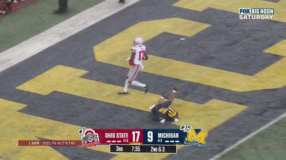 TATE TD! Julian Sayin connects with Carnell Tate for the long TD to extend No. 1 Ohio State Football's lead. 📺: FOX