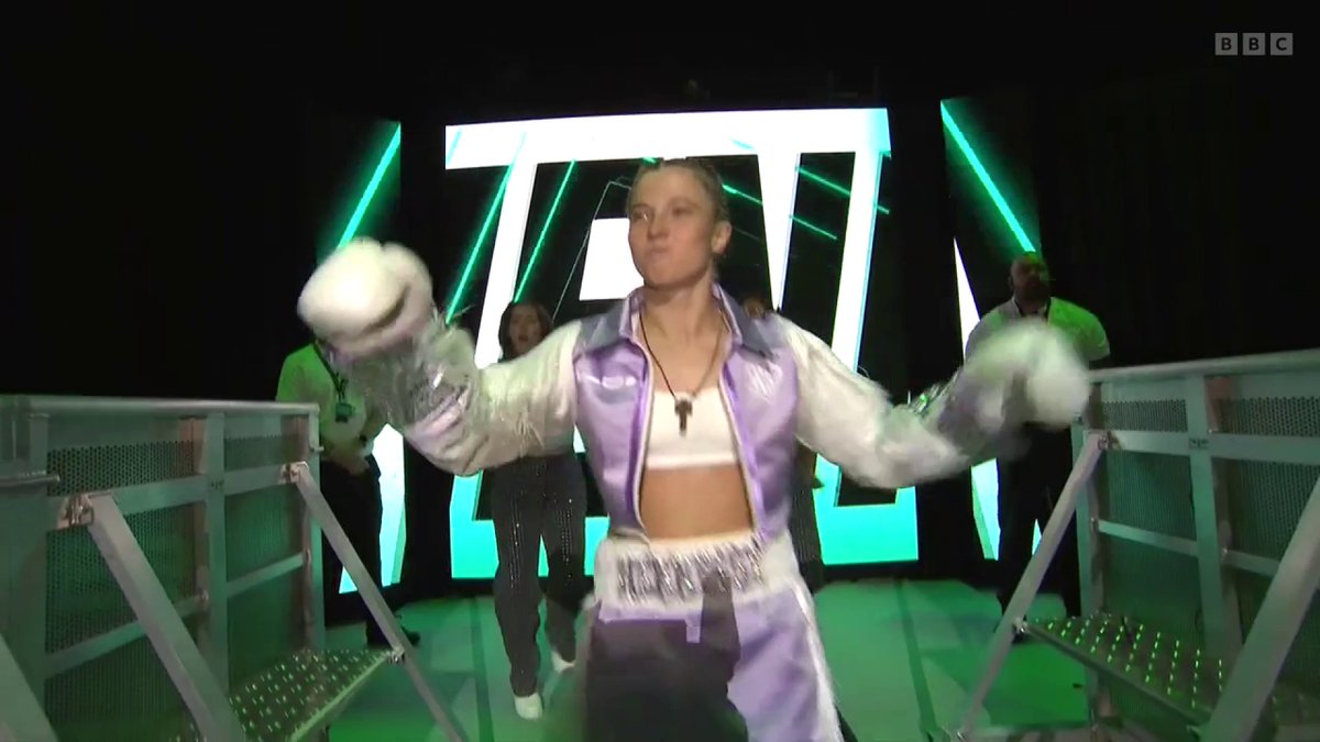 Fancy feet from Billion Dollar Baby 🪩 Loving Francesca Hennessy's ring walk ahead of her Bantamweight bout with Fabiana Bytyqi 🥊 📺 Watch live on BBC Two and BBC iPlayer