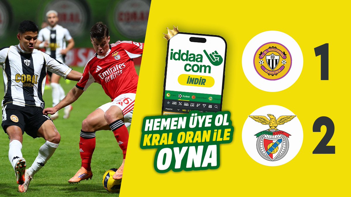 🔥 Portekiz Ligi 12. hafta maçında Benfica, Nacional'i 2-1 mağlup etti. 🟡 iddaa &