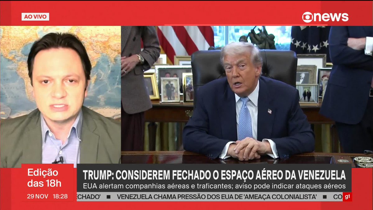 "Fechar o espaço aéreo, normalmente, é uma medida preventiva para um possível ataque", diz o professor de Relações Internacionais da UFF, Vitelio Brustolin. #Edição18 ➡️ Assista à #GloboNews: