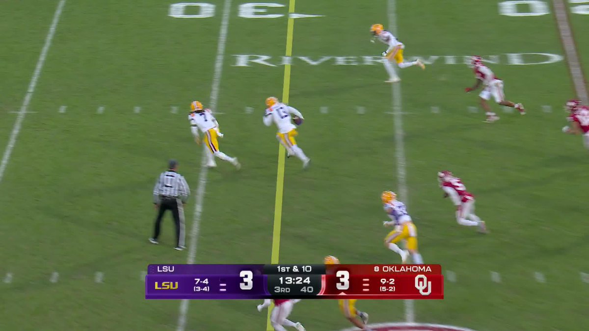 JOHN MATEER THROWS HIS SECOND INTERCEPTION OF THE DAY 😳 Watch LSU-Oklahoma on ABC and the ESPN App