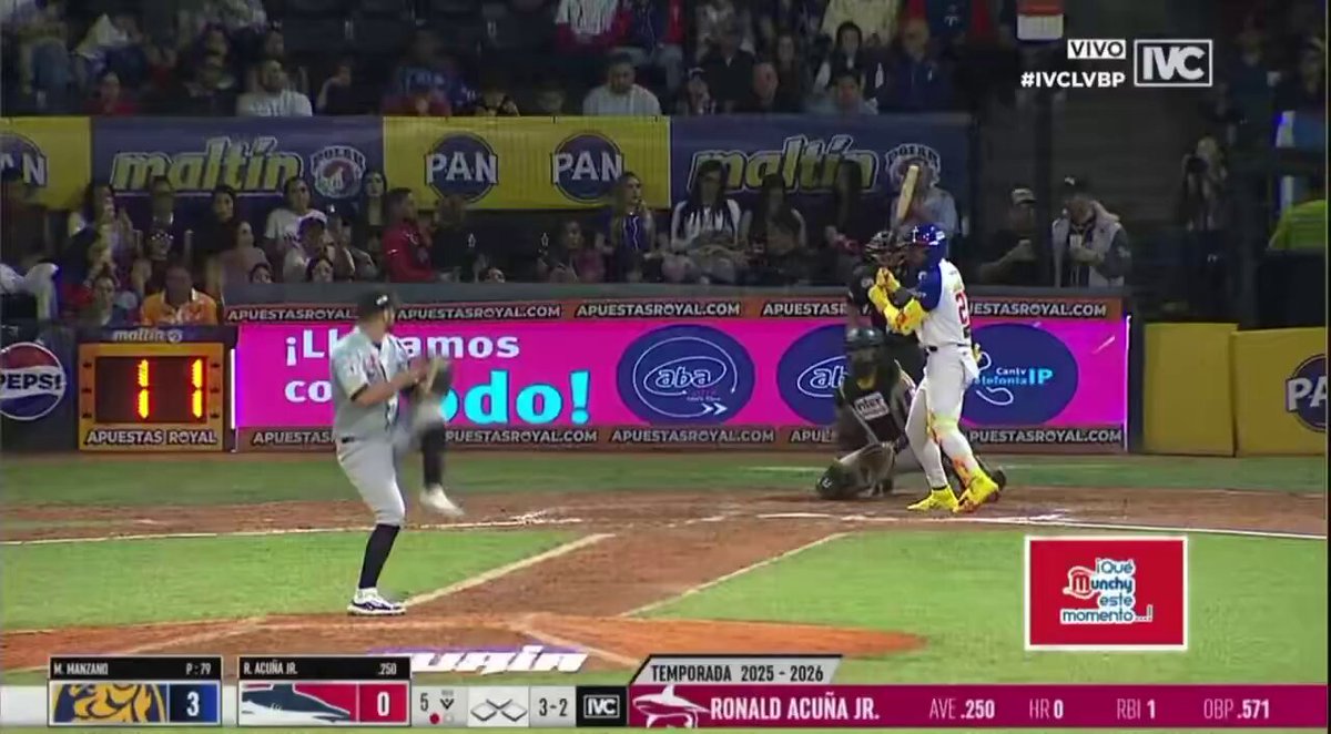 Primero su hermano y ahora LA BESTIA. 🔥 Ronald Acuña Jr. pegó su primer HR con los Tiburones de La Guaira en la temporada invernal de 2025. 📹 Tiburones de La Guaira