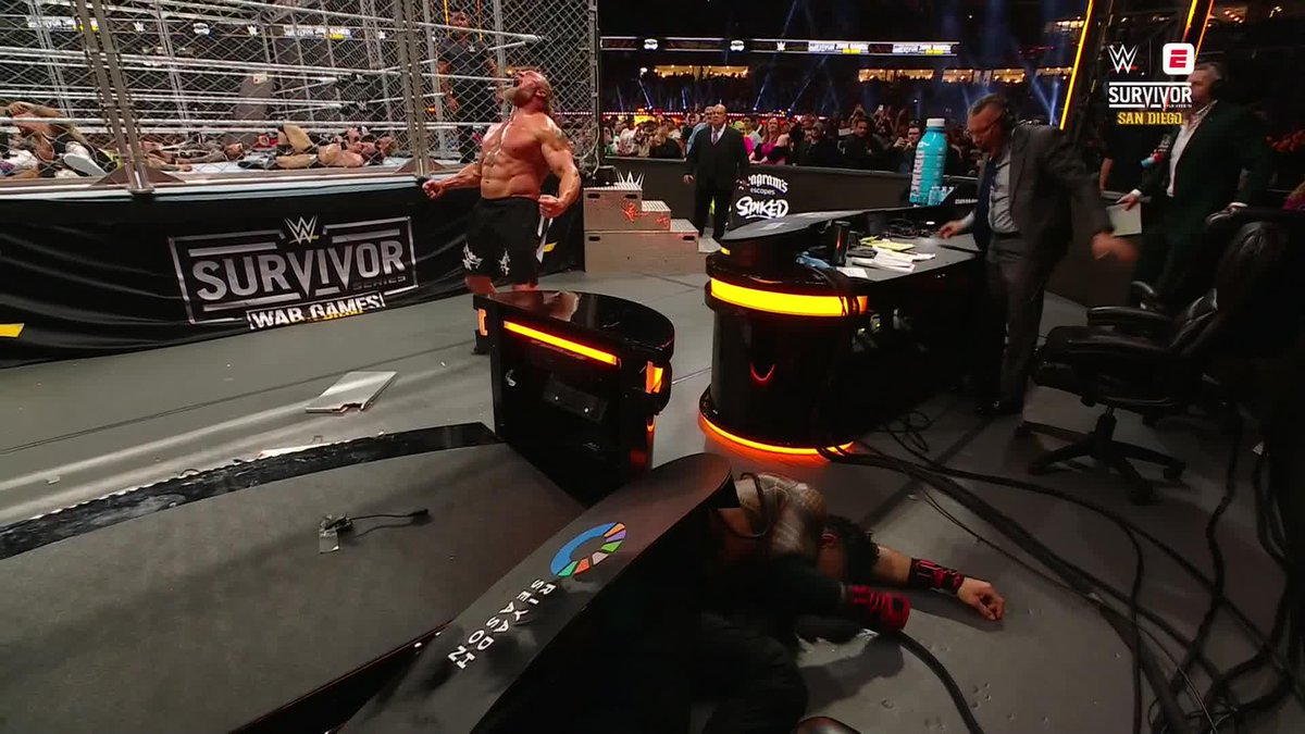 F5 THROUGH THE TABLE. OH MY 😮 #SurvivorSeries: WarGames LIVE on the ESPN App