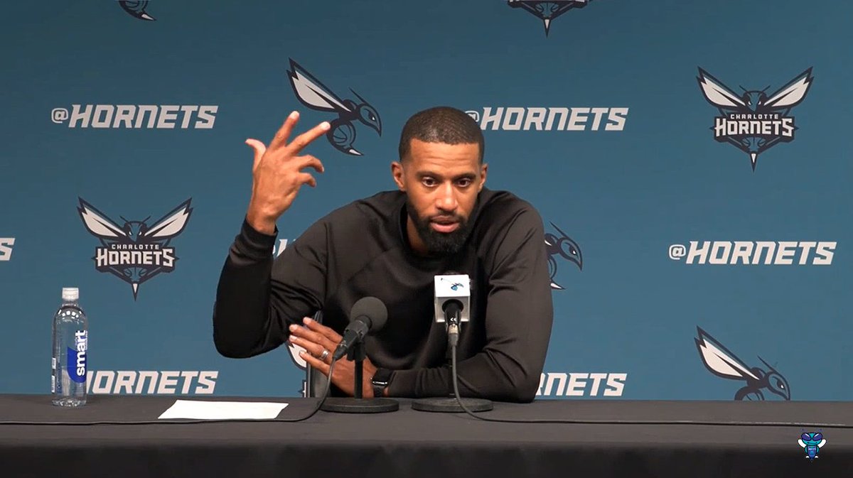 🎙️ Charles Lee on LaMelo Ball's and Brandon Miller's minute restrictions: "We'll see how they recover after their first back-to-back in a while." "You just have to keep the process, the long-term vision, in mind even when you're in these moments. We want to win this game, obviously—every game we want to win really badly—and those two guys obviously help you do it." "But we do have really good depth, and so you lean on that depth in moments like this, and the maturity of those two guys to understand that there is a bigger picture and trying to maximize their availability. They did a good job of staying engaged even if they had to sit out for longer stretches than they're used to, and then when they came in the game, they had an impact."