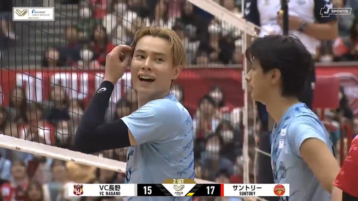 【速報】藍×ムセルスキー連続ブロック🙌 ／ ＃髙橋藍 が止めた💥 #ムセルスキー も止めた!! 2本連続ブロックで一気に流れを奪う🔥 ＼ 📺ABEMA de J SPORTS 🏐大同生命 SVリーグ 男子第6節 🆚サントリー × VC長野 サントリーサンバーズ大阪 髙橋藍(Ran Takahashi)