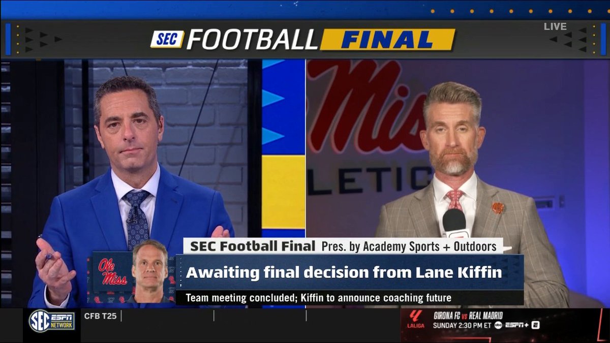 “The overwhelming sentiment here is that his unwillingness to commit to Ole Miss is a glaring indicator of his desire to go. They feel like if he was staying, he would’ve already said so.” Marty Smith with the latest on Lane Kiffin: