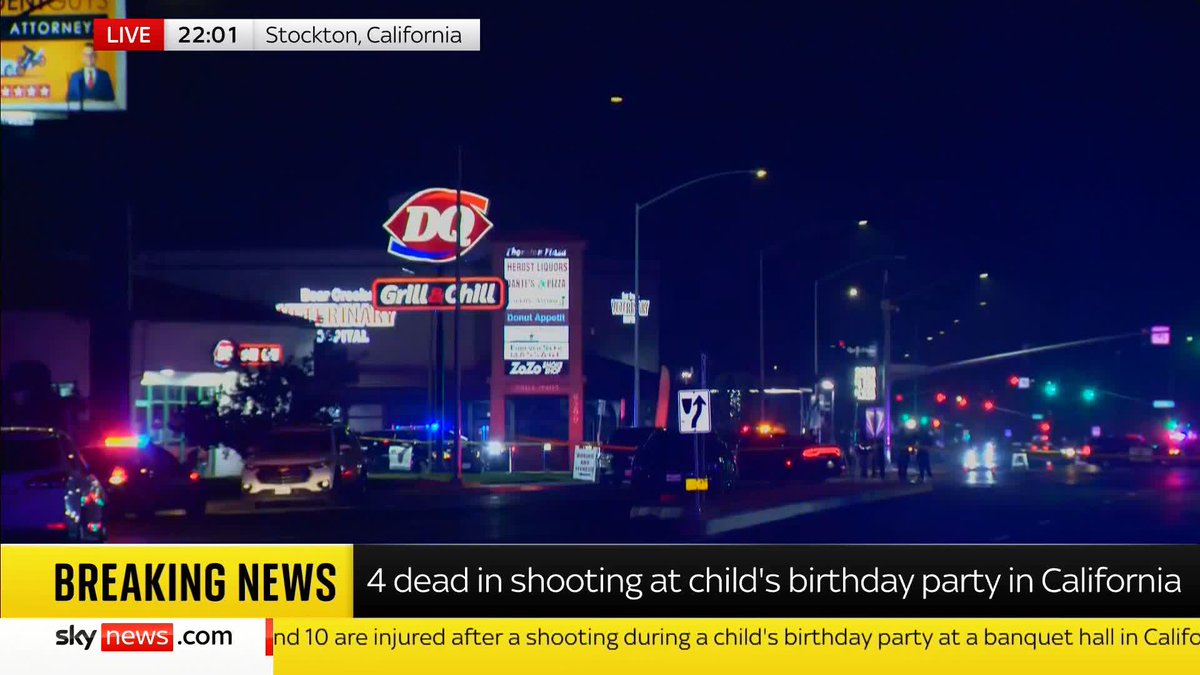 BREAKING: Children killed in mass shooting at birthday party in Stockton, California 📺 Sky 501, Virgin 602, Freeview 233 and YouTube