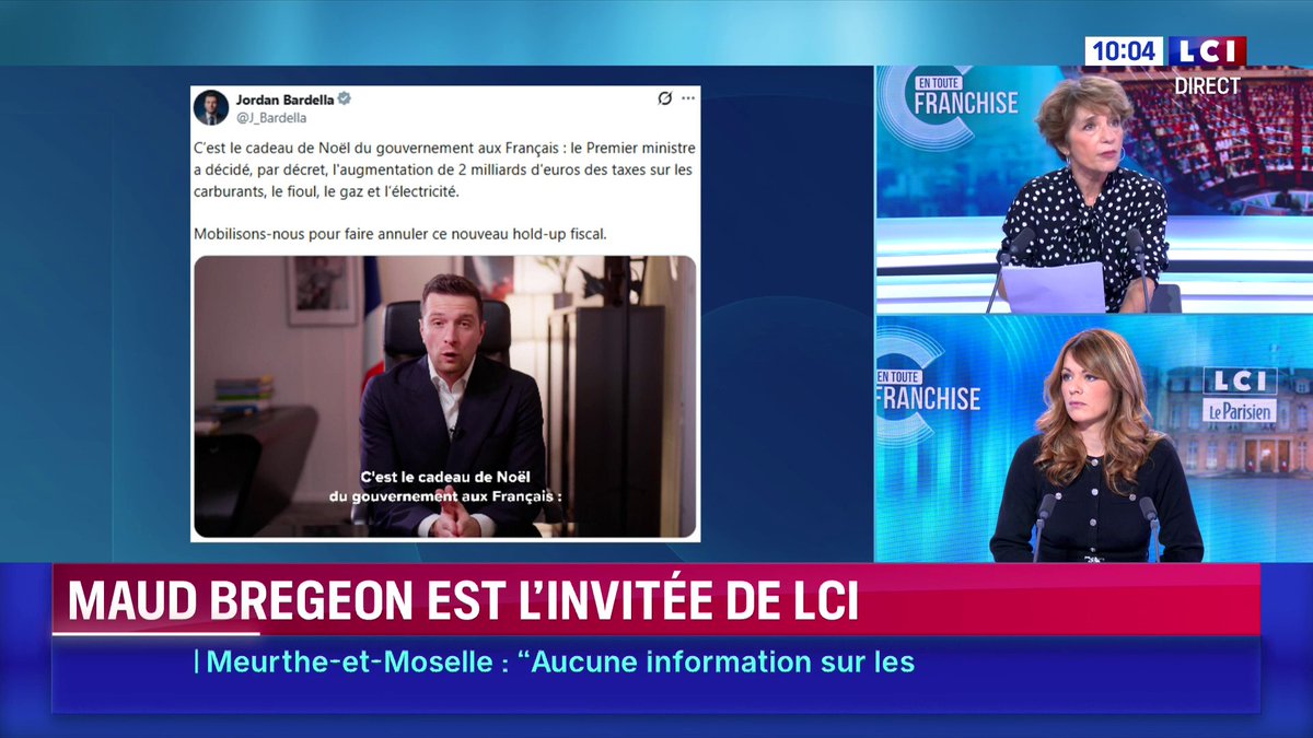 Hausse des prix de l'énergie : "Jordan Bardella est un menteur, ce dont on parle là ce n'est absolument pas une taxe ou un impôt... Ce que fait Jordan Bardella est très grave, car il insinue que ça va dans les poches de l'Etat... C'est une honte", fustige Maud Bregeon