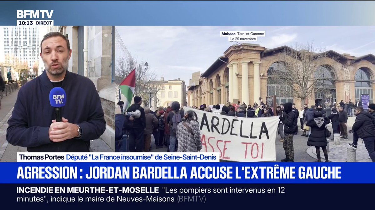 "Je ne suis pas pour gâcher la nourriture", déclare Thomas Portes (LFI) après qu'un homme a écrasé un œuf sur la tête de Jordan Bardella