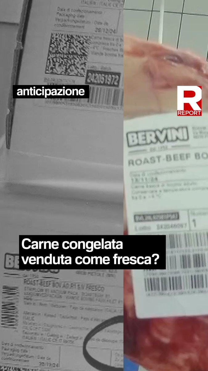 In un giorno di lavorazione in cui venivano lavorate partite di roast beef congelato, le etichette intercettate riportavano tutte la stessa dicitura: "roast beef fresco". La carne congelata scaduta è stata venduta come fresca? Questa sera il servizio di Giulia Innocenzi #Rai3
