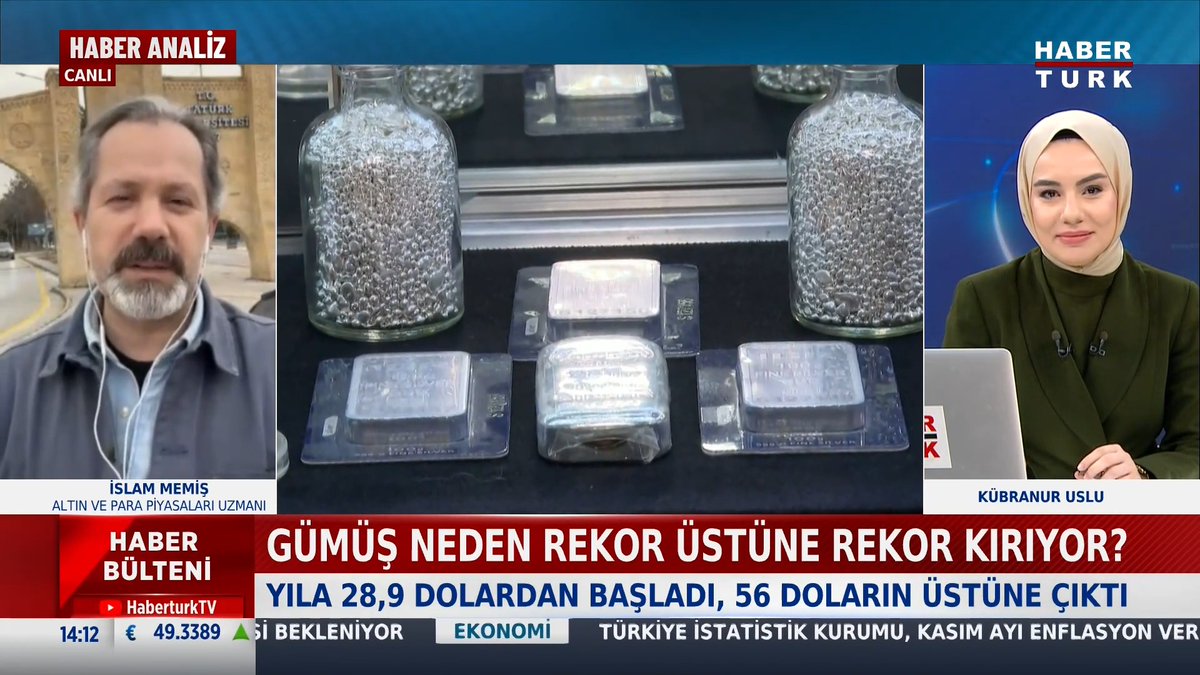 📌Gümüş neden rekor üstüne rekor kırıyor? Altın ve Para Piyasaları Uzmanı İslam MEMİŞ #HaberBülteni'nde Kübranur Uslu'ya değerlendirdi.