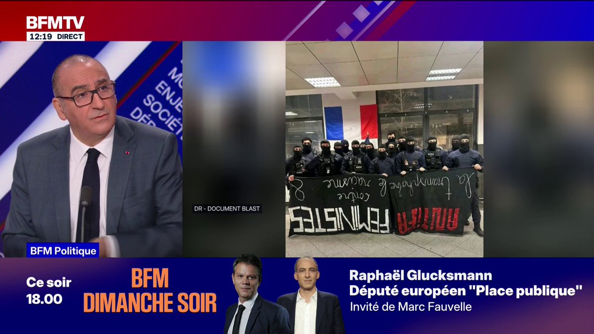 Policiers derrière une banderole féministe retournée: "C'est inacceptable", assure Laurent Nuñez, qui déplore une photo "maladroite"