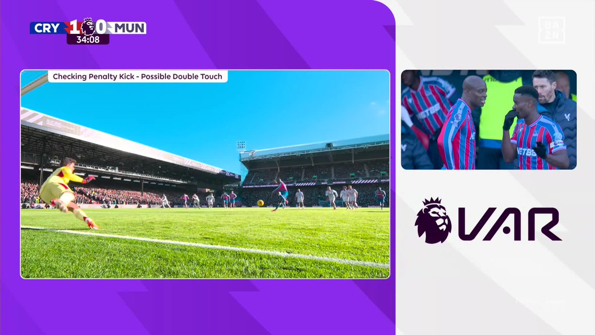 ⏱️ La secuencia: 1️⃣ Mateta marca el penalti 2️⃣ El VAR revisa 3️⃣Hay DOBLE TOQUE 4️⃣No pasa nada, Mateta vuelve a marcar. 😅 Nada de nervios. #PremierLeagueEnDAZN 🏴󠁧󠁢󠁥󠁮󠁧󠁿