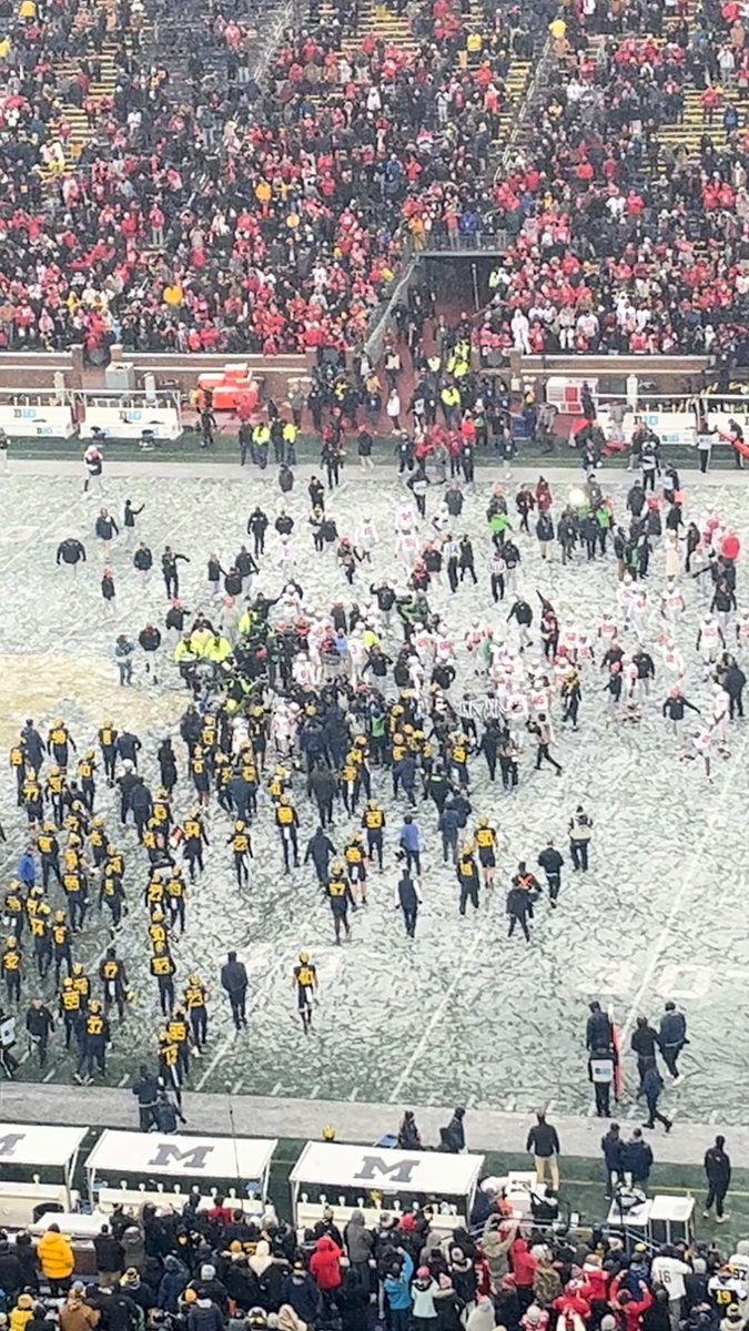 This is literally the softest and most hilarious thing I have ever seen! Michigan has a predetermined plan to protect the “M” after they lose from big bad Ohio State. All while Ohio State celebrates with their fans not caring one bit about them! SOFT!