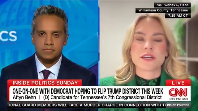 FULL INTERVIEW: "I think it's hilarious that Republicans and their billionaire friends are trying to spend millions to save a seat that they should win without thinking." Manu Raju speaks with TN State Rep. Aftyn Behn as she tries flip a deep-red House district. #InsidePolitics