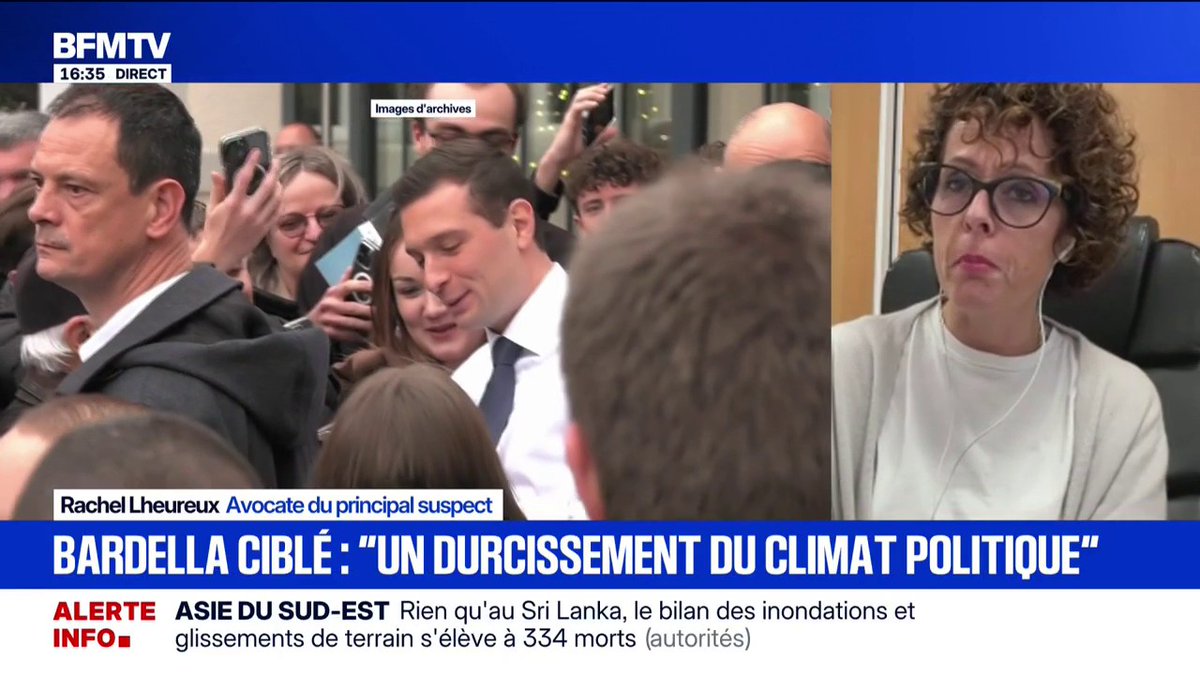Jordan Bardella visé par un œuf: "Mon client est un agriculteur paisible" ➡️ Rachel Lheureux, avocate du principal suspect dément tout lien de son client avec l'extrême gauche
