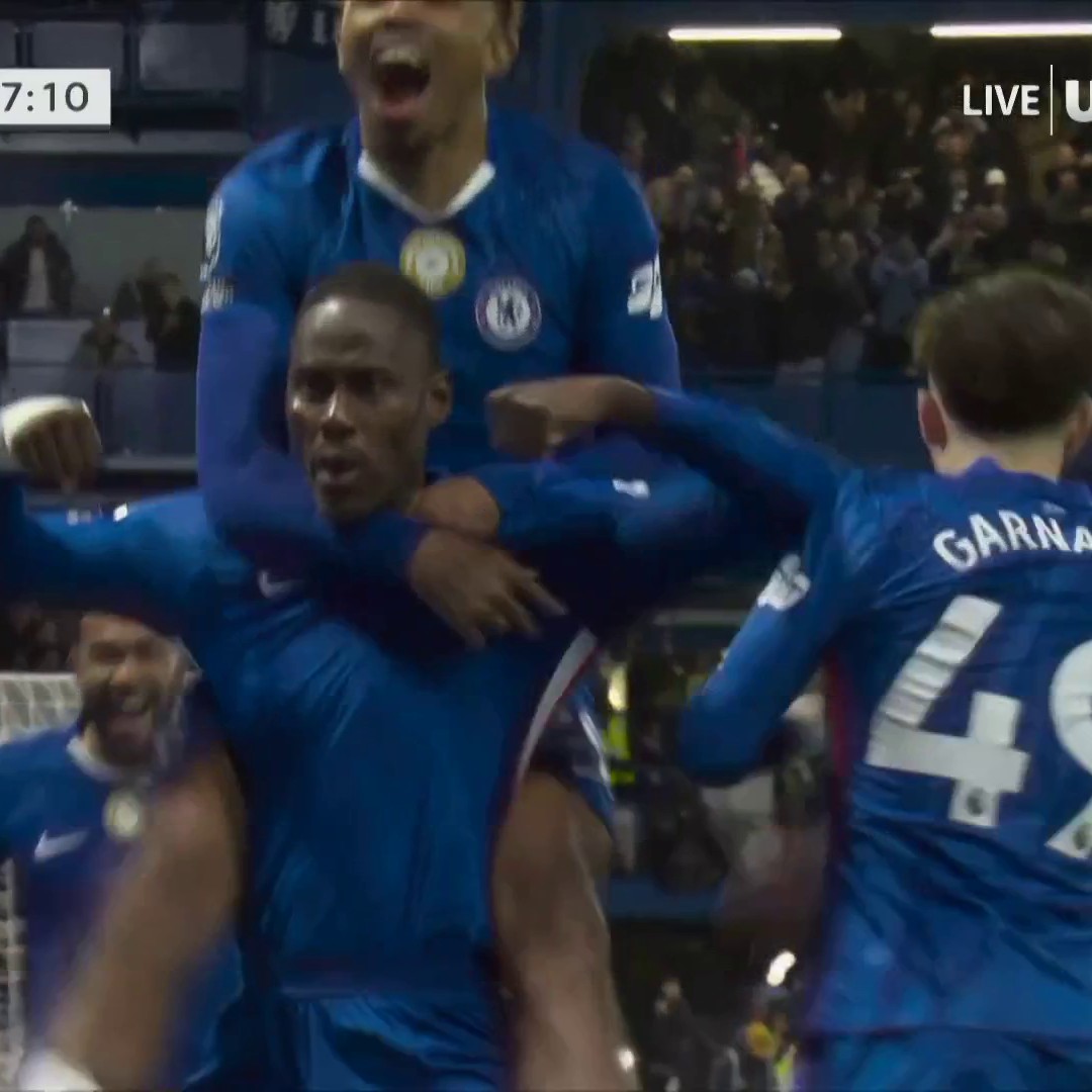 TREVOH CHALOBAH RISES HIGHEST TO HEAD CHELSEA IN FRONT AGAINST ARSENAL.