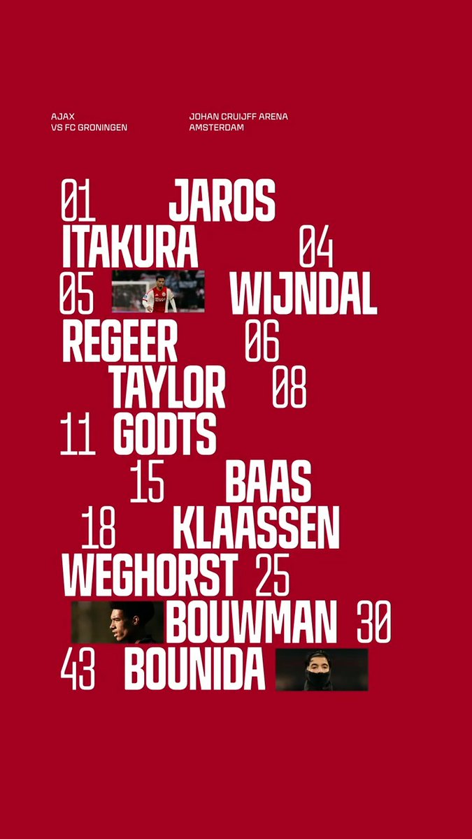 Here is our XI vs. FC Groningen. #ajagro