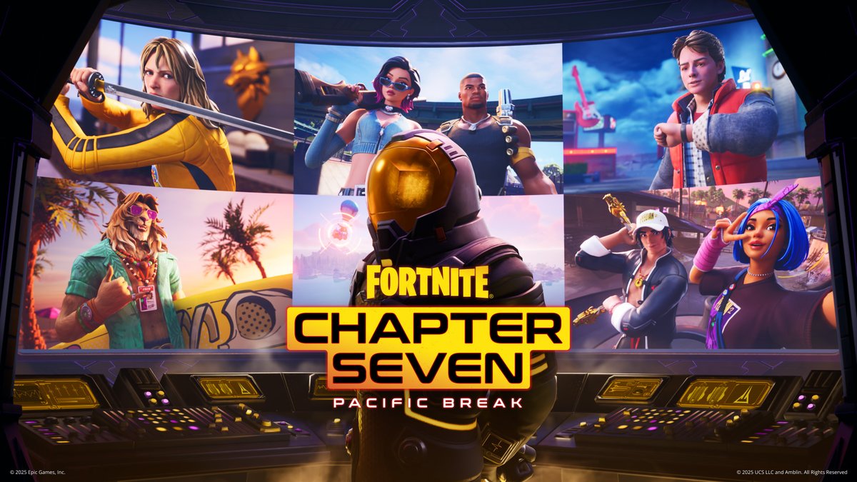 An all-new island, arsenal, star-studded Battle Pass, and more await you on the Golden Coast! 🏄‍♂️ Fortnite Chapter Seven: Pacific Break is live: