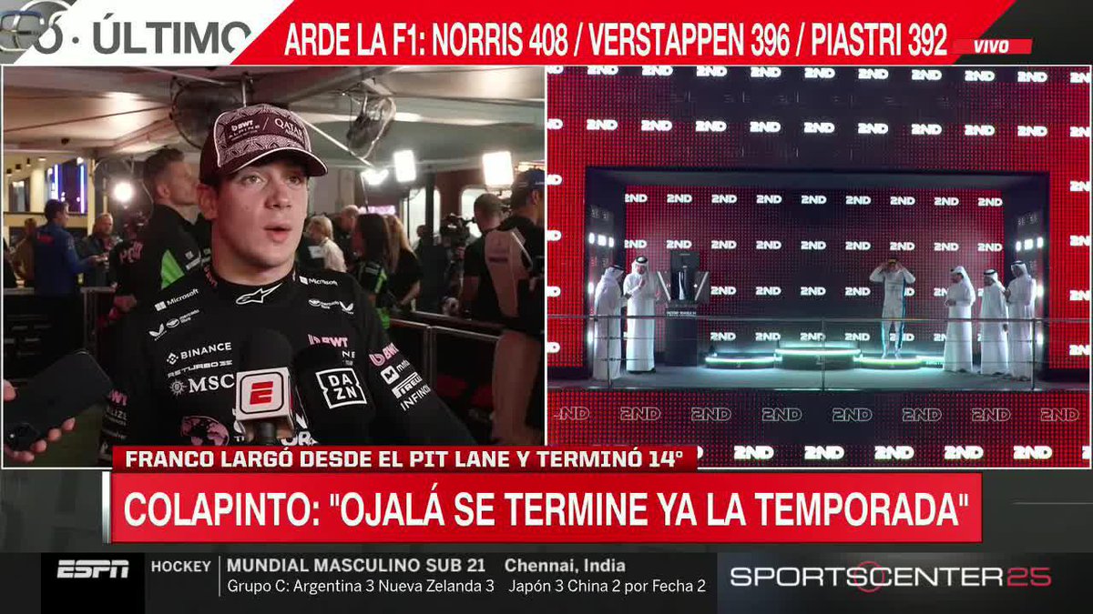 🎙️| FRANCO COLAPINTO POST CARRERA “Sin mucho ritmo, no encuentro el ritmo. Creo que hay que tratar de entender un poquito más todo. Fue un día difícil, hoy ayer, ayer no manejé bien. No tengo velocidad, no encontré lo que quería en todo el finde”