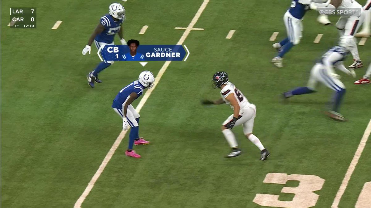 Sauce Gardner was taken to the locker room after suffering a non-contact leg injury on this play (via NFL on CBS 🏈)