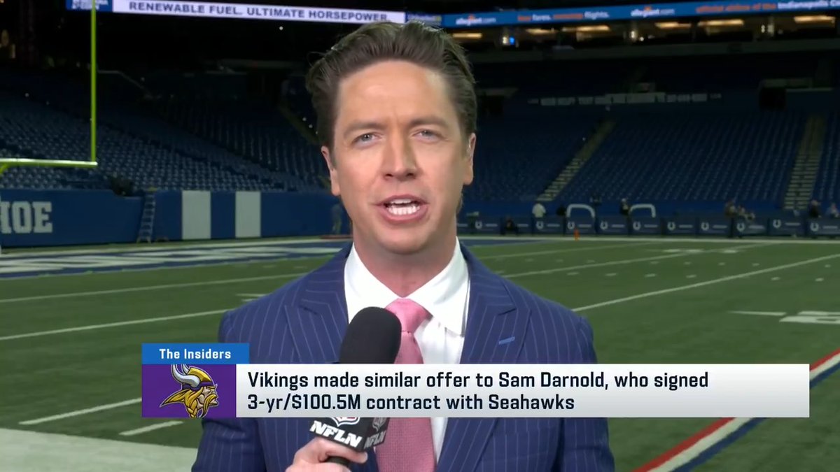 "My understanding is they (Vikings) actually made a pretty similar off to Sam Darnold, to the one he ultimately accepted. 3/100.5M with the Seahawks. It was only a 1 year commitment, as Seattles offer was..." -Tom Pelissero 👀👀👀