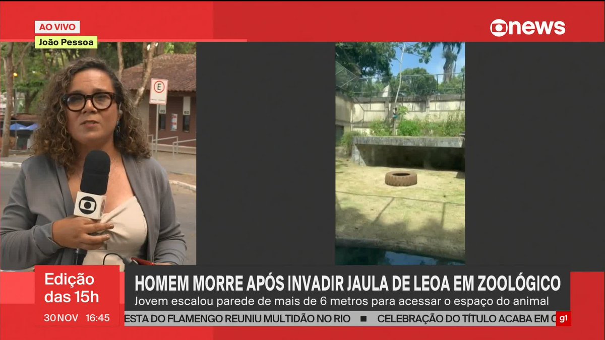 Homem morre após invadir jaula de leoa em zoológico, em João Pessoa (PB). ➡️ Assista à #GloboNews: #Edição15