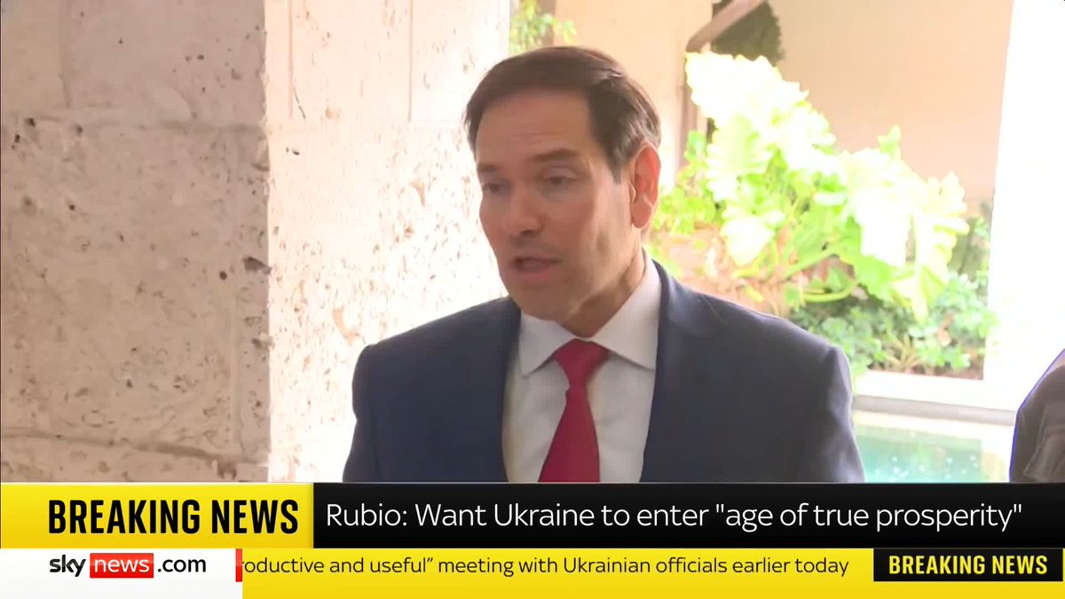 "Very productive and useful" US secretary of state Marco Rubio said peace talks between US and Ukrainian officials is not just about ending the war, but leaving Ukraine "sovereign, independent and prosperous" 📺 Sky 501, Virgin 602, Freeview 233 and YouTube