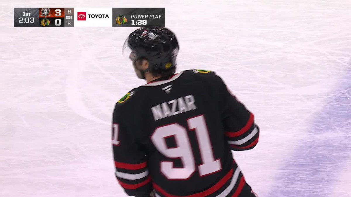 Bedard to Nazar and Bertuzzi get a piece of it as the Hawks have their first!!! 🔥🚨