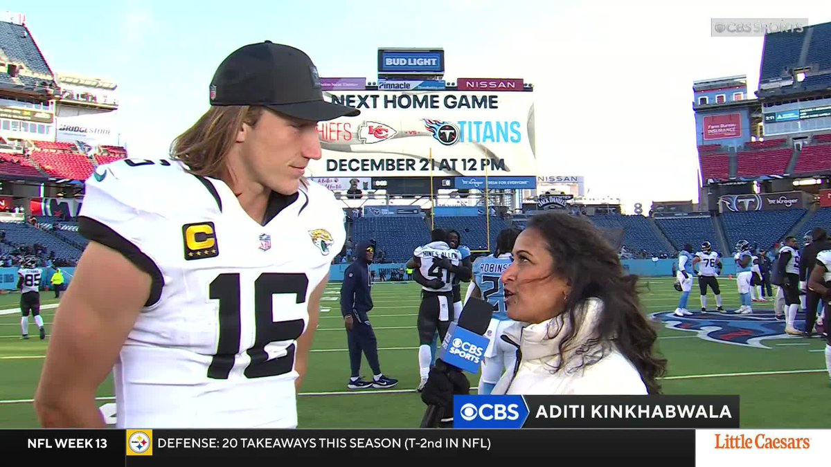 The Jacksonville Jaguars and Aditi Kinkhabwala have a 7-game win streak going 😂 Trevor Lawrence is hopeful things haven't been jinxed